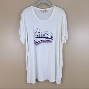 Sheryl Crow Freedom Red White Blue Stars Stripes Short Sleeve Tshirt 2X 4th July